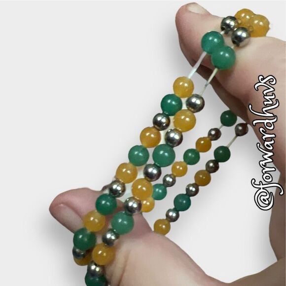 Bundle Sale 3 for $15 | Two Green and Gold Stretch Bracelets - Picture 6 of 7